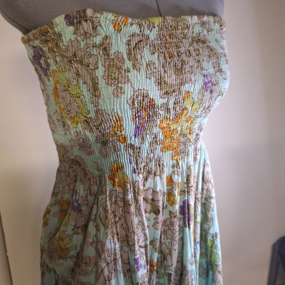Green Strapless Ruched Sundress Size Large